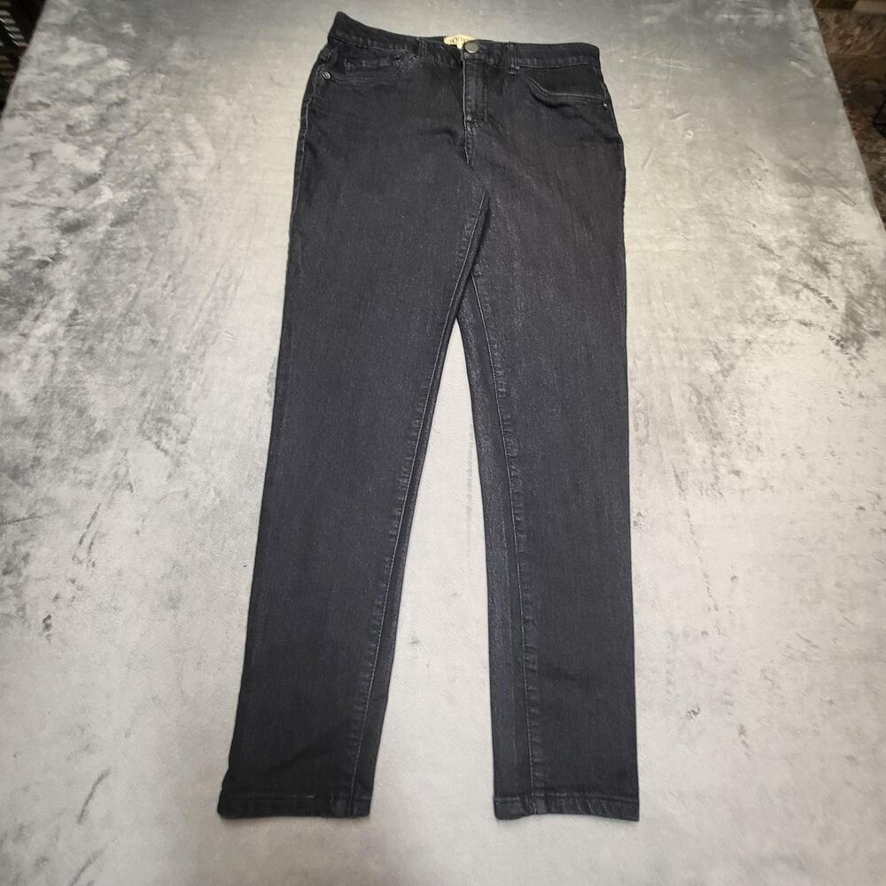 Democracy Jeans Womens 8 Black Straight Slim Dark Wash Stretch 5-Pocket